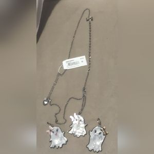 NWT ghost necklace and earrings set